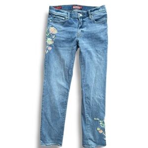 Women's Lucky Blue Jeans with Floral Embroidery 6/28R mid-rise straight